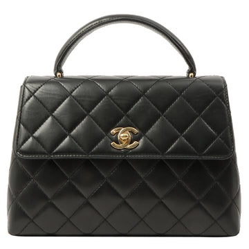 Chanel Around 1998 Made Turn-Lock Top Handle Bag Black