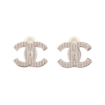 Chanel 2003 Made Design Cc Mark Earrings Silver