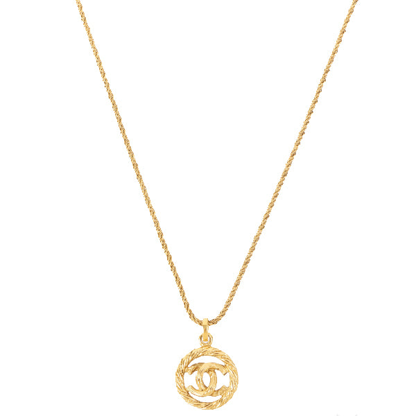 Chanel Design Round Cutout Cc Mark Necklace