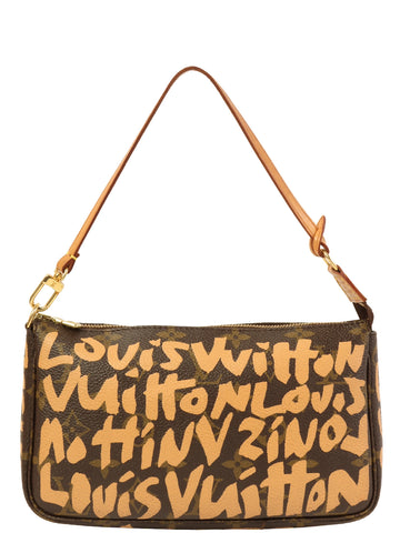 LOUIS VUITTON 2001 Made Graffiti Pochette Accessories Brown/Orange