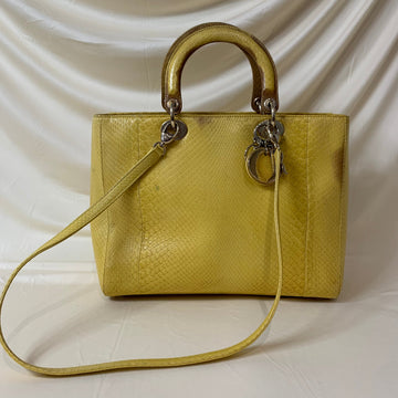 CHRISTIAN DIOR Dior Lady Bag Yellow Python Skin Leather Sku# 44452