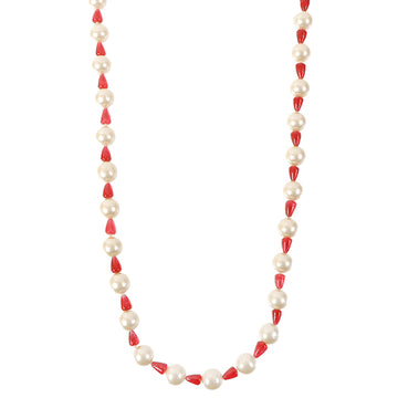 CHANEL Pearl Long Necklace White/Pink