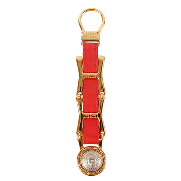 VERSACE Medusa Plate Key Ring Silver/Gold/Red