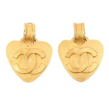 Chanel 1995 Made Heart Cc Mark Swing Earrings