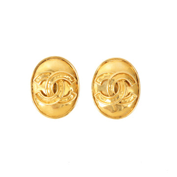 Chanel 1994 Made Oval Cc Mark Earrings