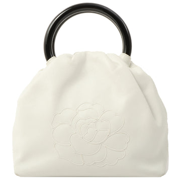 Chanel Around 1998 Made Camellia Plastic Handle Bag White