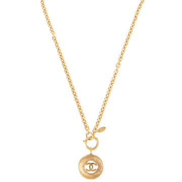 CHANEL Round Cutout Cc Mark Necklace