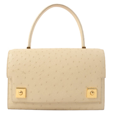 Hermes 1991 Made Ostrich Piano Bag Ivory
