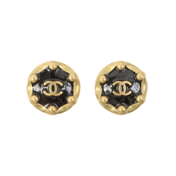 Chanel 1994 Made Round Cc Mark Dotted Earrings Black
