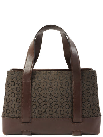 CELINE C Macadam Pattern Top Handle Bag Brown