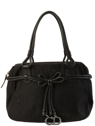 DIOR Trotter Pattern Bow Motif Top Handle Bag Black
