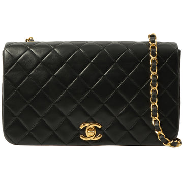 Chanel Around 1990 Made Full Flap Chain Bag 23Cm Black