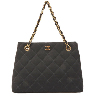 Chanel Around 1998 Made Cotton Turn-Lock Chain Bag Black