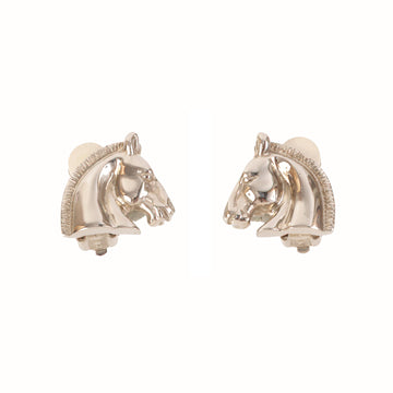 HERMES Cheval Horse Earrings Silver