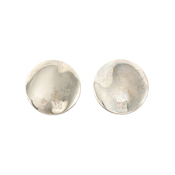 Givenchy Round Logo Plate Earrings Silver