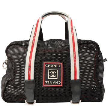 Chanel Around 2007 Made Sport Line Mesh Cc Mark Boston Bag Black