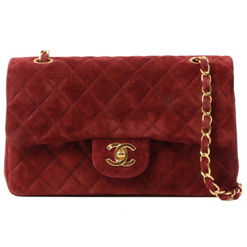 Chanel Around 1995 Made Suede Classic Flap Chain Bag 23Cm Red