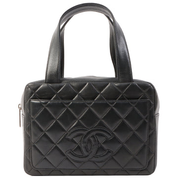 Chanel Around 2000 Made Cc Mark Stitch Top Handle Bag Mini Black