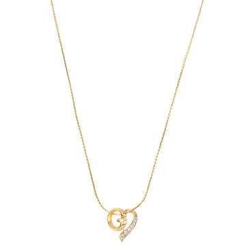 Givenchy Rhinestone Logo Plate Heart Motif Necklace