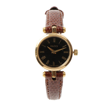 Gucci Round Face Side Line Watch Brown/Gold