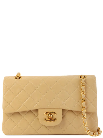 CHANEL Around 1990 Made Classic Flap Chain Bag 23Cm Beige
