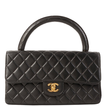 CHANEL Around 1992 Made Classic Flap Top Handle Bag Black