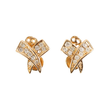 DIOR Rhinestone Design Pierced Earrings