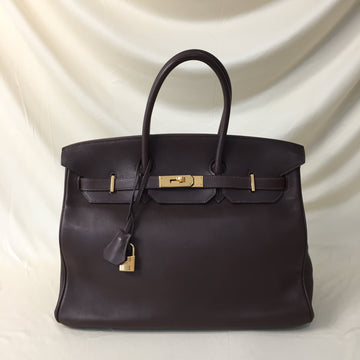 Hermes Birkin Handbag Havanne Evergrain with Gold Hardware 35 Sku# 58360