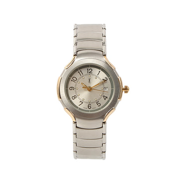 YVES SAINT LAURENT Round Face Combination Color Date Watch Silver/Gold
