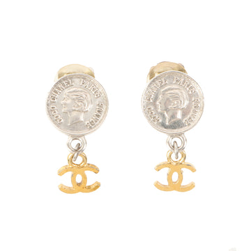 Chanel 1996 Made Cc Mark Coin Swing Earrings Silver/Gold