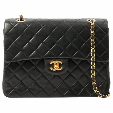 Chanel 1990 Made Classic Flap Matelasse Plate Chain Hand Bag Black