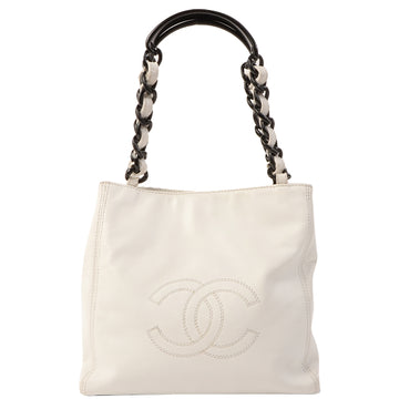 Chanel Around 1998 Made Cc Mark Stitch Plastic Chain Bag White/Black