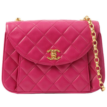Chanel Around 1992 Made Round Flap Turn-Lock Bijoux Chain Bag Fuchsia Pink