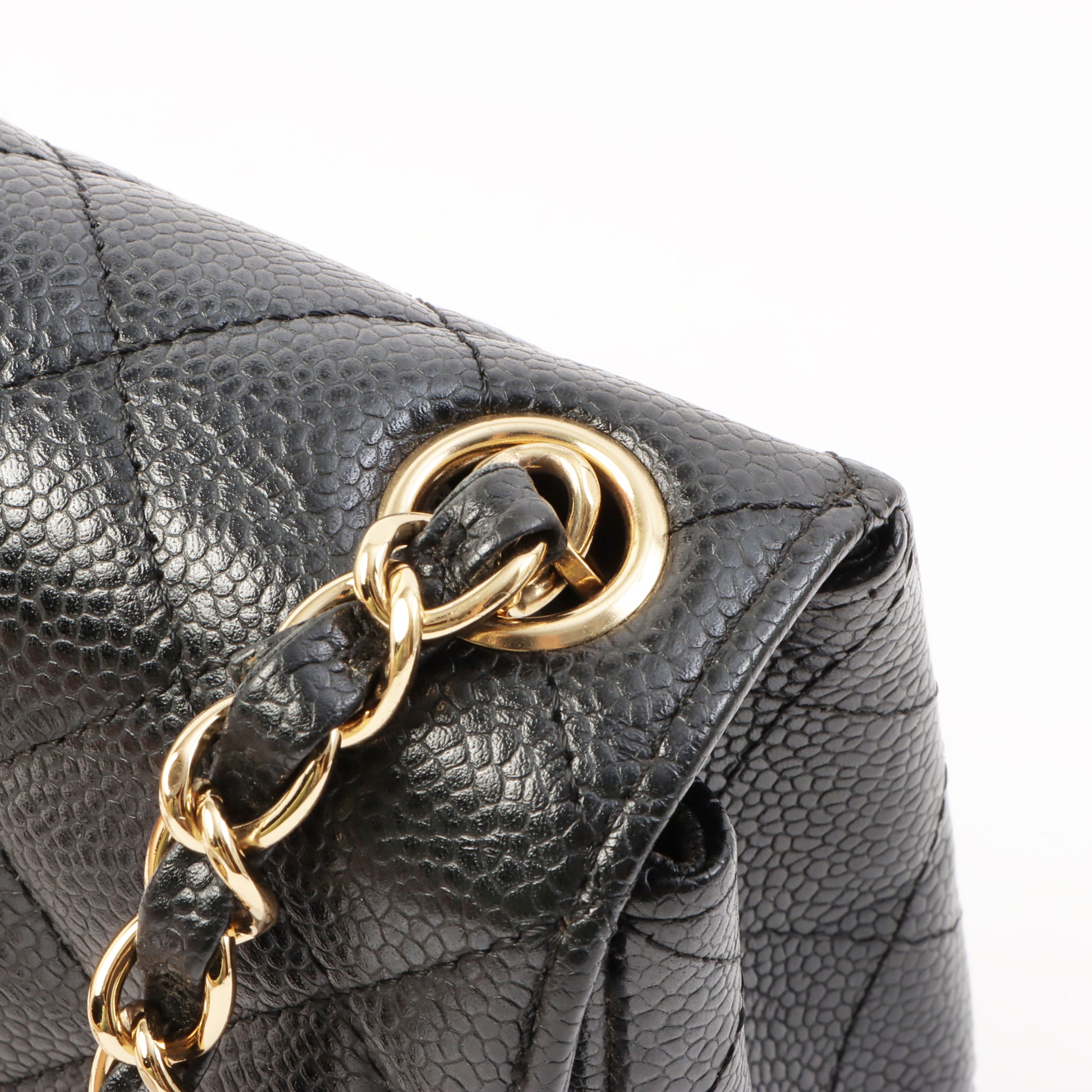 Chanel Around 2006 Made Caviar Skin Classic Flap Chain Bag Mini Black