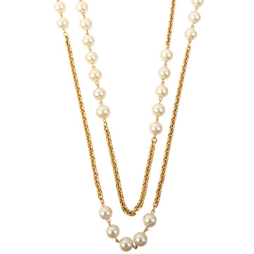 Chanel Pearl Double Chain Long Necklace
