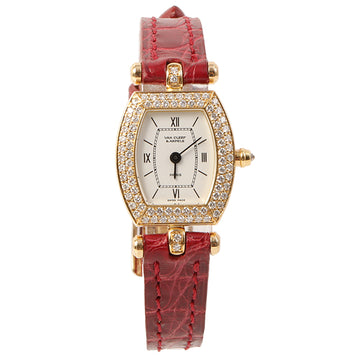 Van Cleef & Arpels 18K Classic Tonneau Diamond Bezel Watch Bordeaux