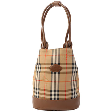 Burberry Nova Check Pattern Logo Embossed Bucket Bag Beige/Brown