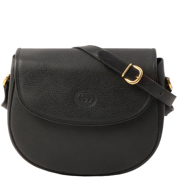 Gucci Logo Embossed Shoulder Bag Black
