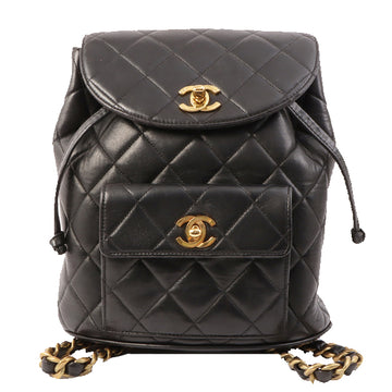 Chanel Around 1995 Made Double Turn-Lock Backpack Black