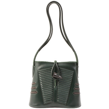 Hermes 1994 Made Design Shoulder Bag Dark Green