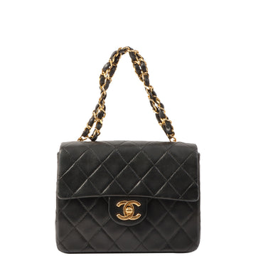 Chanel Around 1995 Made Classic Flap Chain Top Handle Bag Mini Black