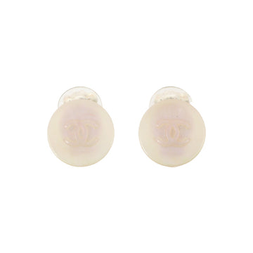 Chanel 2000 Made Round Cc Mark Earrings Ivory/Pink/Aurora