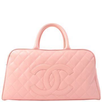 Chanel Around 2005 Made Caviar Skin Cc Mark Stitch Boston Bag Pink