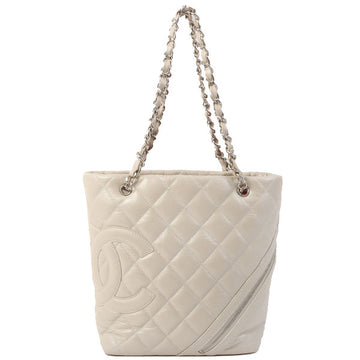 Chanel Around 2007 Made Canbon Chain Tote Bag Pearl Ivory