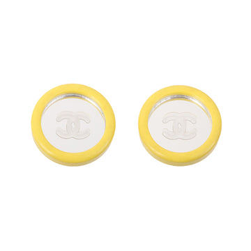 Chanel 1995 Made Round Mirror Cc Mark Earrings Yelow