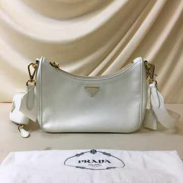 Prada White Saffiano Leather Re-edition Shoulder Bag Sku# 67535