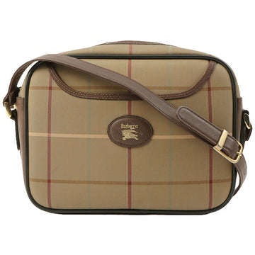 Burberry Check Pattern Logo Embossed Shoulder Bag Melon Yellow/ Brown