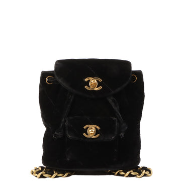 Chanel Around 1992 Made Double Turn-Lock Velvet Mini Backpack Black