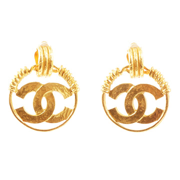 Chanel 1994 Made Round Cutout Cc Mark Swing Earrings