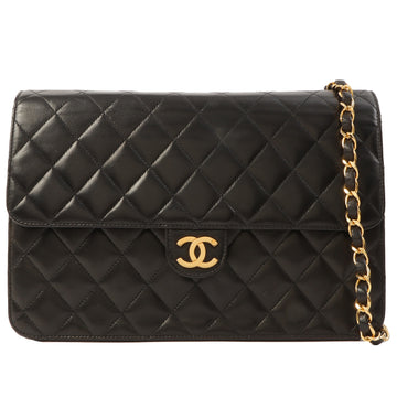 Chanel Around 1997 Made Cc Mark Plate Chain Bag Black